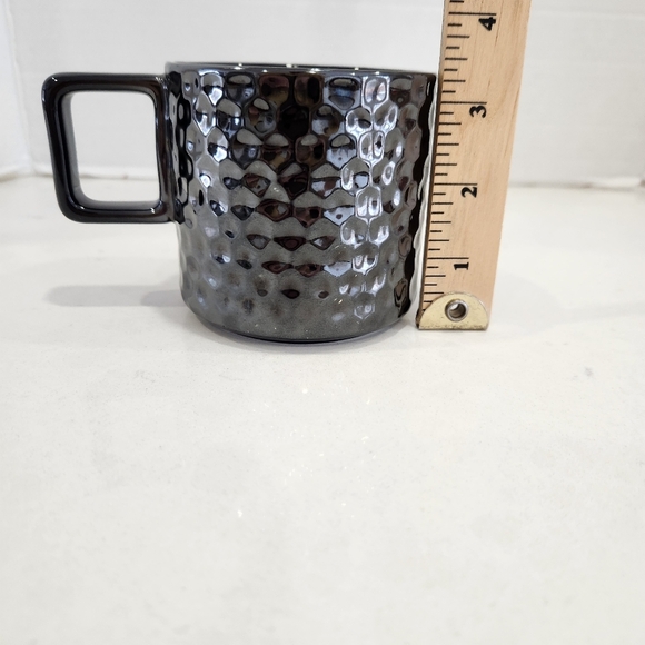 Starbucks Black Metallic Textured Coffee Mug 12 oz Shiny Black Mug Honeycomb - Picture 8 of 9